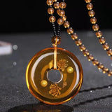 1pcs Imitation Amber Brine Beeswax Beads Necklace Honey Wax Brazilian Amber Necklace Handicraft National Style Pendant Ornaments
