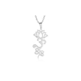EUEAVAN Lotus Flower Yoga Pendant Necklace Stainless Steel Om Unalome Symbol Necklaces for Women Men Buddhist Amulet Jewelry
