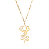EUEAVAN Lotus Flower Yoga Pendant Necklace Stainless Steel Om Unalome Symbol Necklaces for Women Men Buddhist Amulet Jewelry