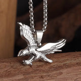 Sparkling Zircon Fly Eagle Pendant Necklace for Men Hip Hop Rock Party Jewelry