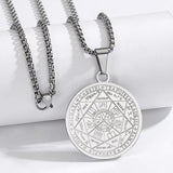 Seal of The 7 Archangels Pendant Necklaces for Men Seal of Solomon Spiritual Talisman Protection Amulet Stainless Steel Jewelry
