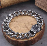 Never Fade Stainless Steel Vikings Bracelets For Men Blank Color Punk Curb Cuban Link Chain Bracelets with gift wooden box