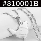 Anniyo Sint Maarten and Saint-Martin Island Pendant Necklaces for Women Men Saint Martin SXM Jewelry Stainless Steel #310001