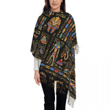 Custom Printed Ancient Gold Pharaoh Egypt King Tut Scarf Men Women Winter Fall Warm Scarves Egyptian Hieroglyphic Shawl Wrap