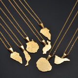 Anniyo Spain La palma Islands Map Pendant Neckalces For Women Girls Stainless Steel Ethnic Jewelry #514162