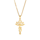 EUEAVAN Lotus Flower Yoga Pendant Necklace Stainless Steel Om Unalome Symbol Necklaces for Women Men Buddhist Amulet Jewelry