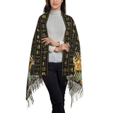 Custom Printed Ancient Gold Pharaoh Egypt King Tut Scarf Men Women Winter Fall Warm Scarves Egyptian Hieroglyphic Shawl Wrap
