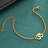Dawapara Aum Om Ohm Sanskrit Symbol Anklets Bracelet Hindu Yoga Ankle Chain Bracelets Stainless Steel Spiritual Jewelry