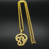 India Tamil Om Symbol Pendant Necklace Women Men Stainless Steel Gold Color Buddhist Om Shiva Yoga Necklaces Jewelry 8089-QKC