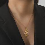 EUEAVAN Lotus Flower Yoga Pendant Necklace Stainless Steel Om Unalome Symbol Necklaces for Women Men Buddhist Amulet Jewelry