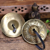 6.5cm Tibetan Bell Meditation Handcrafted Cymbal Bell Copper Crisp Sound Symbols Buddhist Temple with Bag