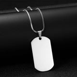 Customized Stainless Steel Engraved Photo Text Rectangle Pendant Necklace Laser Engraving Dog Tag 5mm Cuban Chain Family Gifts