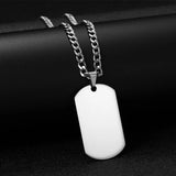 Customized Stainless Steel Engraved Photo Text Rectangle Pendant Necklace Laser Engraving Dog Tag 5mm Cuban Chain Family Gifts