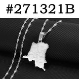 Anniyo the Congo Map With Cities Name Pendant Chain Necklaces DRC Kinshasa Jewelry Congolese  #271321