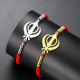 Dawapara Sikh Religious Symbol Khanda Bracelet Sikhism Sword Protection Amulet Stainless Steel Beads Bracelet Couple Gift
