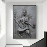 Hindu Gods Lord Shiva Figure Sculpture Canvas Painting India Posters Prints Wall Art Pictures for Living Room Wall Decor Cuadros
