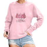 2024 Christmas Pullover Sweater Women's Winter Long Sleeve O-Neck Pullover Sweatshirts Funny Xmas Tree Print Graphic Sweater