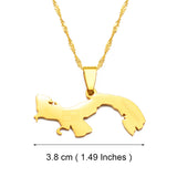 Anniyo Panama Map Pendant Necklaces for Women Girls Gold Plated Panamanian Maps Jewelry #011621