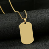 Customized Stainless Steel Engraved Photo Text Rectangle Pendant Necklace Laser Engraving Dog Tag 5mm Cuban Chain Family Gifts