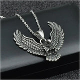 Sparkling Zircon Fly Eagle Pendant Necklace for Men Hip Hop Rock Party Jewelry