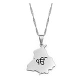 India Punjab Map Sikh Sikhism Pendant Necklaces Sikhs Jewelry Stainless Steel #D2010
