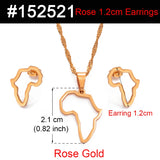 Anniyo SMALL African Outline Map Necklaces Stud Earrings Sets Gold Color Stainless Steel Africa Map Jewelry Party Sets #152521
