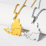 Anniyo Stainless Steel Sint Maarten and Saint-Martin Island Pendant Necklace SXM Saint Martin Jewelry #325801