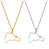Anniyo The Dominican Republic Pendant Necklaces Dominicana Map Jewelry Stainless Steel For Women Girls #057421