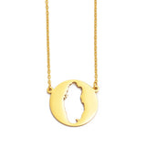 Anniyo Round Qatar Map Pendant Necklaces Stainless Steel Jewelry Qataris Maps for Women Girls #264621