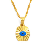 Anniyo Small Mini Blue Eye Gold Color Evil of Eye Pendant Necklaces Chain Kids Girls Arab Jewelry for Middle East Women #071402