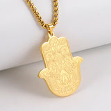 Dawapara Stainless Steel Fatima Hamsa Hand Egyptian Evil Eye Pendant Necklace Success and Protection Lucky Amulet