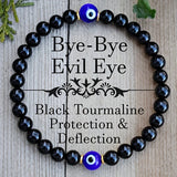 Evil Eye Black Tourmaline Empathy Protection Aura Shield Absorb Negative Energy Bracelet Crystal Healing Stress Relief Bracelet