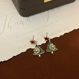 Fashion New Shiny Snowflake Christmas Tree Earring Rhinestone Simple Stud Earrings Women's Wedding Jewelry Earrings