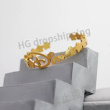 Custom Name Stainless Steel Bracelet Flowers Unusual Retro Bangle For Women Jewelry Non-fading High-quality Gift For Girl