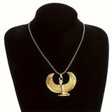 Ancient Egyptian Goddess Spread Wings Pendant Necklace Women Fashion Hip Hop Punk Amulet Jewelry Gift