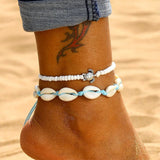 2pcs/set Summer Ocean Beach Anklet Bohemian Retro Turtle Beaded Handmade Anklet & Bracelet 2025 New Trendy Leg Foot Jewelry Gift