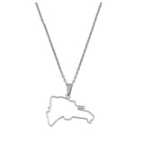 Anniyo The Dominican Republic Pendant Necklaces Dominicana Map Jewelry Stainless Steel For Women Girls #057421