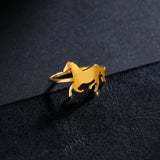 Cazador Trendy Animal Horse Women's Ring Stainless Steel Finger Rings Birthday Anniversary Couple Gift Jewelry 2024 Wholesale