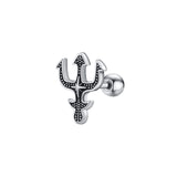 Punk Men's Trident Stud Earrings, Ancient Greek God Poseidon Neptune Earrings Stainless Steel Ear Gifts for Him Jewelry