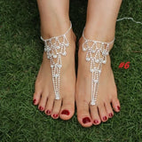 New Trendy Summer Daisy Flower Chain Anklet Connecting Foot Finger Bracelet Barefoot Anklets for Women Bohemian Beach Foot Chain