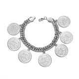 Anniyo Turkish Coin Bracelet for Women Men Turkey's Ancient Coins Banglet Turk Jewelry Gold and Silver Color  #122601