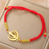 Dawapara Sikh Religious Symbol Khanda Bracelet Sikhism Sword Protection Amulet Stainless Steel Beads Bracelet Couple Gift