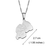 Anniyo Rwanda Map With Cities Gold Color/Silver Color Charm Pendant Necklace Rwandans Jewelry African Women Girls #233821