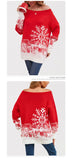 "Women's Winter Knit Sweater - Off Shoulder Pullover with Snowflake Pattern, Christmas Color Block Mid-Length Casual Jumper"