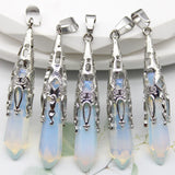 16pcs Crystal Pendulum for Divination Dowsing Natural Gem Stone Amethyst Hexagon Pendant For DIY Jewelry Making Necklace Pendant