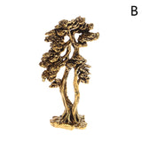 1Pc Brass Mini Welcome Pine Figurine Tree Miniature Landscape Small Bonsai Tree Statues Decorations Accessories