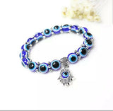 Turkey Glass Bead Evil Eye Protection Talisman Hamsa Hand Fatima Palm Bracelet