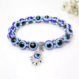 Turkey Glass Bead Evil Eye Protection Talisman Hamsa Hand Fatima Palm Bracelet
