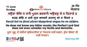 11 June - Sunday - 28 jeth - Hukamnama