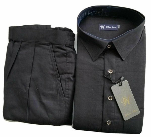 Mens Ethnic Designer Traditional Punjabi Karan Aujla Style Black Kurta Payjama